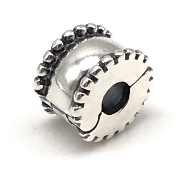 Pandora Beveled Ridges Clip Retired Bead Charm - Picture 1 of 6